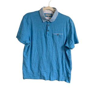 Ted Baker London Blue Men's Pullover Short Sleeve Cotton 4 Golf Polo Shirt EUC